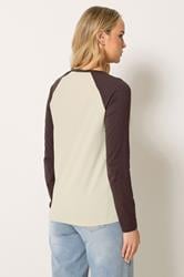 LTS Tall Women's Chocolate Brown & Ivory White Raglan Cotton T-Shirt | Long Tall Sally 2