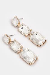 Gold Tone Diamante Triple Drop Earrings | Yours Clothing 3