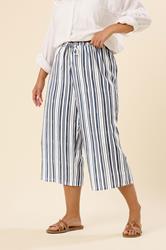 YOURS Plus Size Blue Linen Look Culottes | Yours Clothing 2