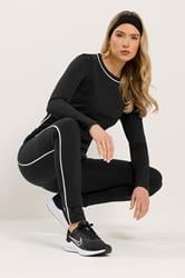 LTS Tall Women's Black Active Piped Leggings | Long Tall Sally 1