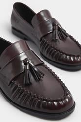LTS Dark Red Patent Tassel Flat Loafers | Long Tall Sally 4