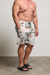 KAM Big & Tall Natural Brown Miami Tropical Swim Shorts | BadRhino 1