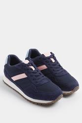 Navy Blue Colourblock Trainers In Extra Wide EEE Fit