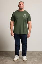  BadRhino Big & Tall Khaki Green Skull & Crossbones Graphic T-Shirt | BadRhino 2