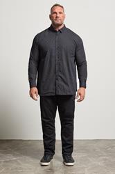 D555 Big & Tall Navy Blue & Gold Geometric Print Shirt | BadRhino 2