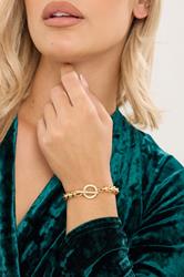 Gold Tone Linked Chain Bracelet | Yours Clothing 1