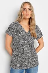 LTS 2 PACK Tall Women's Black & White Cotton Henley T-Shirts | Long Tall Sally 2