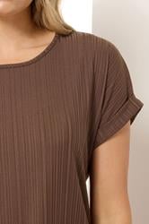 LTS Tall Chocolate Brown Textured Grown On Sleeve Top | Long Tall Sally 4