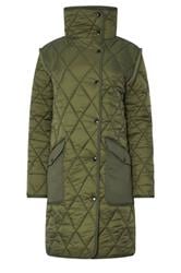 LTS Tall Khaki Green Funnel Neck Quilted Coat | Long Tall Sally 5