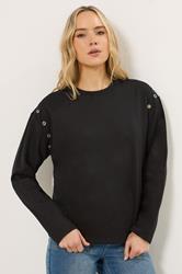 LTS Tall Women's Black Eyelet Detail Sweatshirt | Long Tall Sally 1