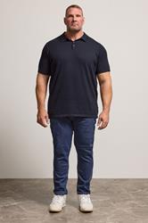 BadRhino Big & Tall Navy Blue Knitted Short Sleeve Polo Shirt | BadRhino 2