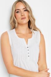 LTS 2 PACK Tall Women's Black & White Cotton Henley Vest Tops | Long Tall Sally 6