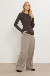 LTS Tall Chocolate Brown Ribbed Button Top | Long Tall Sally 2