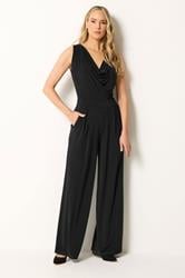 LTS Tall Women's Black Cowl Neck Wide Leg Jumpsuit | Long Tall Sally 3