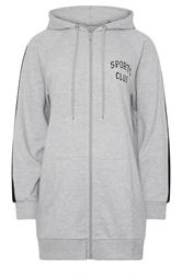 LTS Tall Women's Grey Marl 'Sports Club' Slogan Longline Hoodie | Long Tall Sally 5