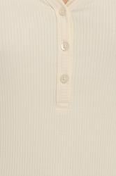 LTS Tall Ivory White Cotton Ribbed Henley Top | Long Tall Sally 4
