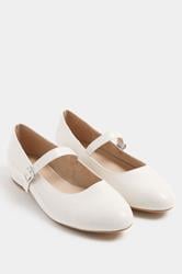 LTS Ivory White Mary Jane Low Heel In Standard Fit