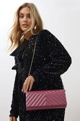 Burgundy Red Faux Leather Chevron Clutch Bag | Yours Clothing 1