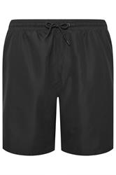 BadRhino Big & Tall Black Plain Swim Shorts