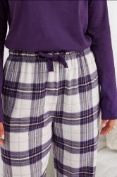 LTS Tall Purple Woven Check Pyjama Bottoms | Long Tall Sally 5