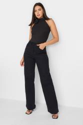 LTS Tall Women's Black Corsage Detail Halter Neck Top | Long Tall Sally 2