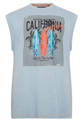 KAM Big & Tall Blue Cali Surf Print Muscle Vest