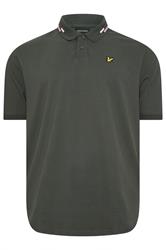 LYLE & SCOTT Big & Tall Gunmetal Grey Striped Tipped Polo Shirt | BadRhino 1