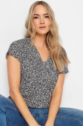 LTS 2 PACK Tall Women's Black & White Cotton Henley T-Shirts | Long Tall Sally 6