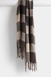 Chocolate Brown Checked Scarf | Yours Clothing 2