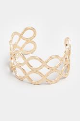 Gold Tone Textured Twist Cuff Bracelet | Yours Clothing 2