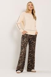 LTS Tall Women's Brown & Black Leopard Print Wide Leg Trousers | Long Tall Sally 1