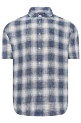 BadRhino Big & Tall Blue Check Print Short Sleeve Shirt