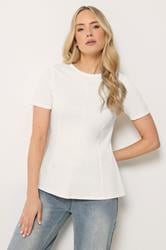 LTS Tall Women's White Seam Front Peplum Top | Long Tall Sally 3