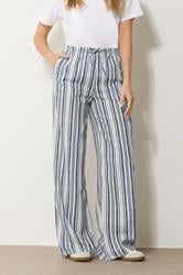LTS Tall Navy Blue & White Striped Wide Leg Trousers | Long Tall Sally 2