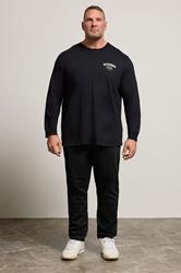 JACK & JONES Big & Tall Black Crew Neck Long Sleeve T-Shirt | BadRhino 2