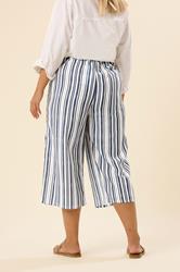 YOURS Plus Size Blue Linen Look Culottes | Yours Clothing 3