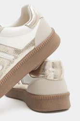 White Metallic Side Stripe Lace Up Trainer In Wide E Fit | Yours Clothing 4