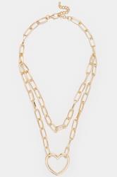 Gold Tone Pendant Heart Layered Chain Necklace | Yours Clothing 2