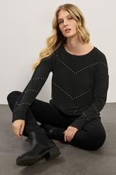 LTS Tall Black Studded Jumper | Long Tall Sally 1