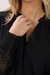 LTS Tall Black Dobby Spot Shirred Cuff Top | Long Tall Sally 4