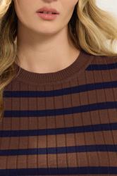 LTS Tall Chocolate Brown Striped Ribbed Jumper | Long Tall Sally 4