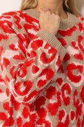LTS Tall Women's Red Leopard Print Knitted Jumper | Long Tall Sally 4