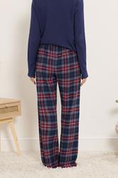 LTS Tall Navy Blue & Red Cotton Check Pyjama Bottoms | Long Tall Sally 3