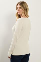 LTS Tall Ivory White Cotton Ribbed Henley Top | Long Tall Sally 3