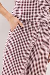LTS Tall Women's Set Burgundy Red Gingham Cotton Vest Top & Trousers | Long Tall Sally 8