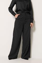 LTS Tall Women's Black Polka Dot Print Wide Leg Trousers | Long Tall Sally 2