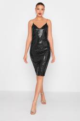 LTS Tall Women's Black Sequin Chain Strap Mini Dress | Long Tall Sally 1