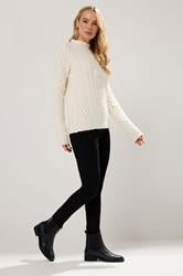 LTS Tall Ivory White Cable Knit Frill Jumper | Long Tall Sally 2