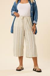 YOURS Plus Size Natural Brown Linen Look Culottes | Yours Clothing 1