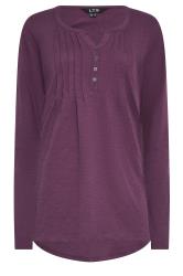 LTS Tall Berry Red Long Sleeve Henley Top | Long Tall Sally 6